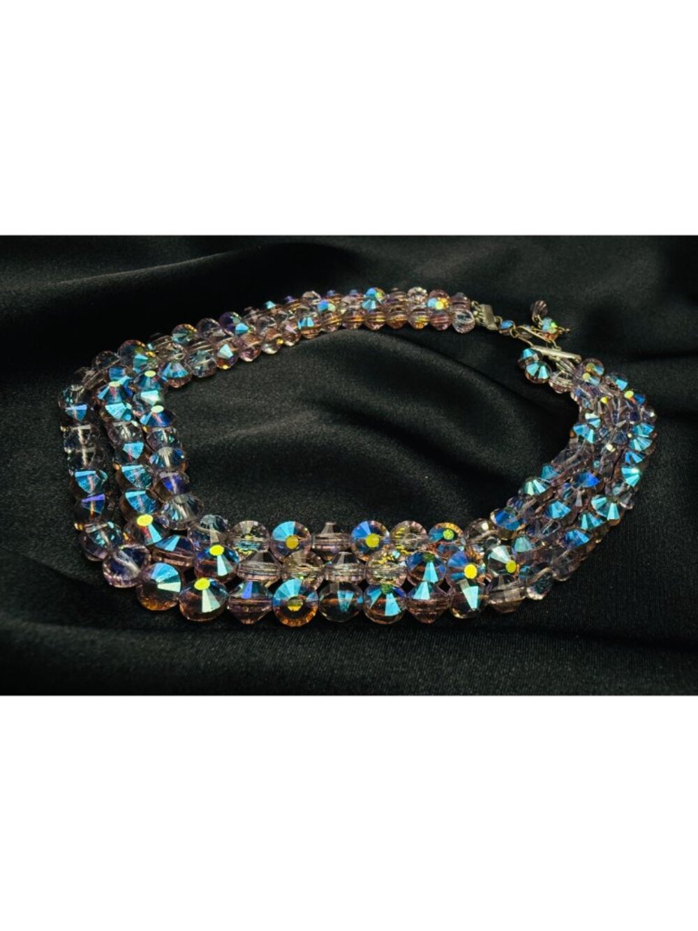 Rare Find Vintage 1950s-60s Aurora Borealis Crystal Multi-Strand Necklace - Picture 5 of 6